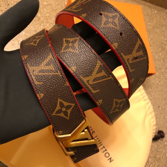 Louis Vuitton LV Iconic 25 mm Reversible Belt Brown + Calf Leather. Size 95 cm